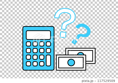 Calculator, money and question mark illustration 117529509