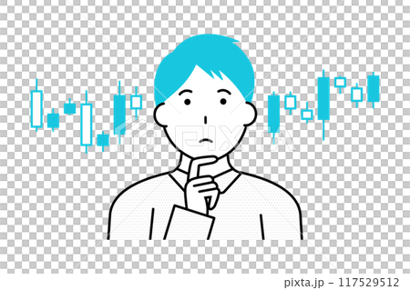 ローソク足を分析する男性投資家 117529512