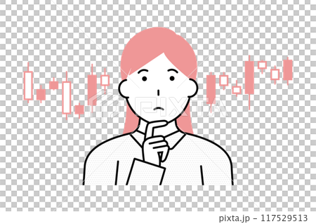 Female investor analyzing candlestick chart 117529513