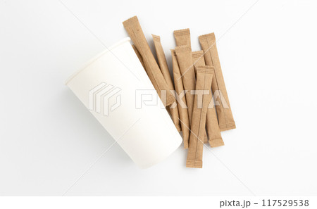 paper sugar sticks isolated on white background 117529538