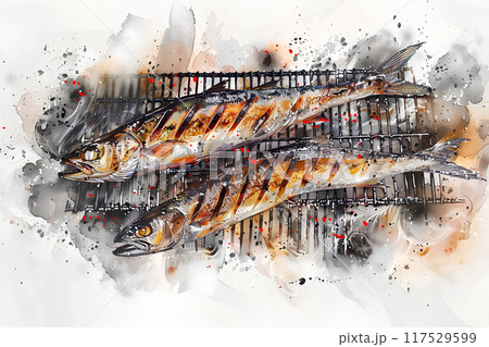 美味しそうな秋刀魚 117529599