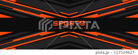 Modern sports banner design with diagonal orange and gray lines. Abstract sports background. 117529627