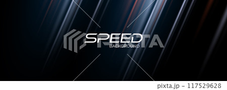 Dark modern abstract background with bright glowing movement and high-speed light effect. 117529628