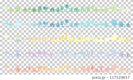 水彩風格簡約住宅區剪影線集 水彩風格簡約住宅區剪影線集 117529657