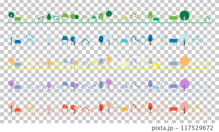 Colorful cityscape silhouette line set Colorful cityscape silhouette line set 117529672
