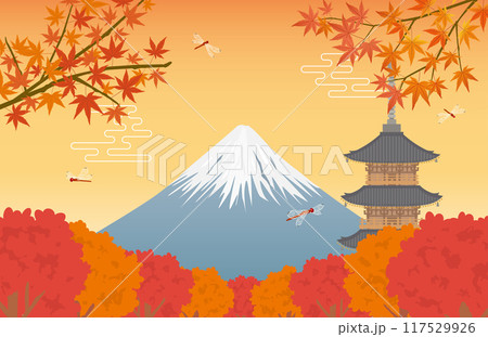 紅葉と富士山 紅葉と富士山 117529926