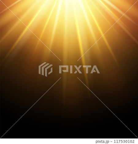 Shining light rays from top. Yellow beam background Shining light rays from top. Yellow beam background 117530102