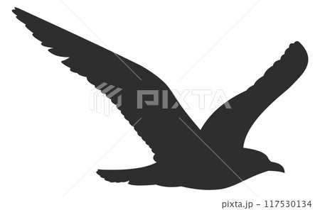 Wild bird flying. Black animal wings silhouette Wild bird flying. Black animal wings silhouette 117530134