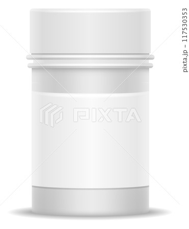 Medication container mockup. Blank plastic drug jar 117530353