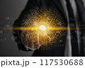 Businessman Touch Screen and AI Artificial Intelligence Brain Technology Concept Icon 117530688