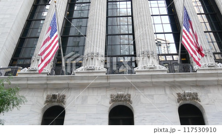 New York Manhattan Downtown Financial District, USA. American Wall street Stock Exchange building. New York Manhattan Downtown Financial District, USA. American Wall street Stock Exchange building. 117530910