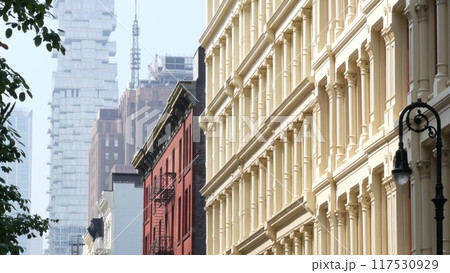 New York City Manhattan Soho fashion district near Broadway street. USA urban building architecture. New York City Manhattan Soho fashion district near Broadway street. USA urban building architecture. 117530929