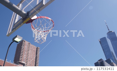 New York City World Trade Center, Manhattan Downtown Financial district, USA. Basketball sport court 117531411