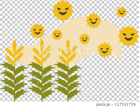 Image of anthropomorphized ragweed pollen flying, a sign of hay fever in autumn 117531739