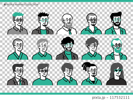 A set of simple men icons. Glasses. A set of simple men icons. Glasses. 117532111