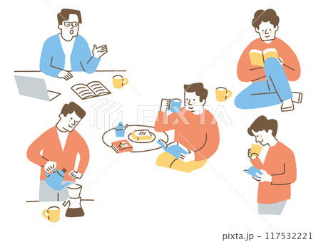 コーヒーを飲む男性の日常_色 コーヒーを飲む男性の日常_色 117532221