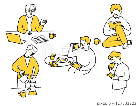 コーヒーを飲む男性の日常 コーヒーを飲む男性の日常 117532222