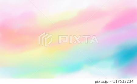 パステルカラーで可愛い横へのにじみペイントの背景 117532234