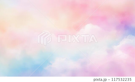 パステルカラーの雲のような背景　水彩風 117532235