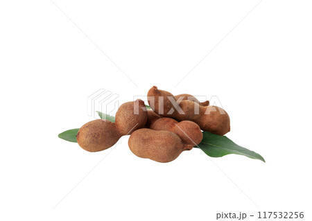 PNG,Ripe tamarind with leaves, isolated on white background PNG,Ripe tamarind with leaves, isolated on white background 117532256