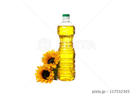 PNG, Oil in plastic bottle and sunflowers, isolated on white background PNG, Oil in plastic bottle and sunflowers, isolated on white background 117532303