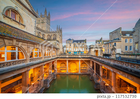 Historical roman bathes in Bath city, England Historical roman bathes in Bath city, England 117532730