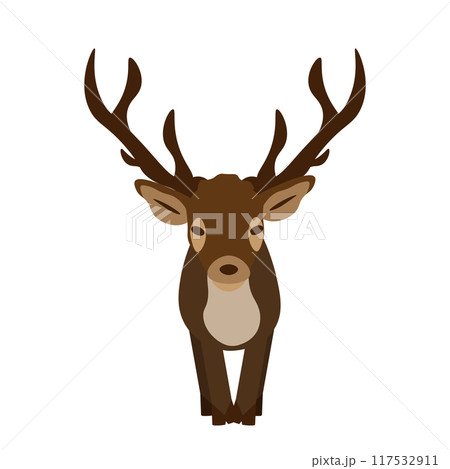 正面を向いたトナカイのベクターイラスト 117532911