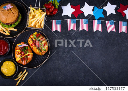 Traditional American food for celebrating July 4 Independence Day Traditional American food for celebrating July 4 Independence Day 117533177
