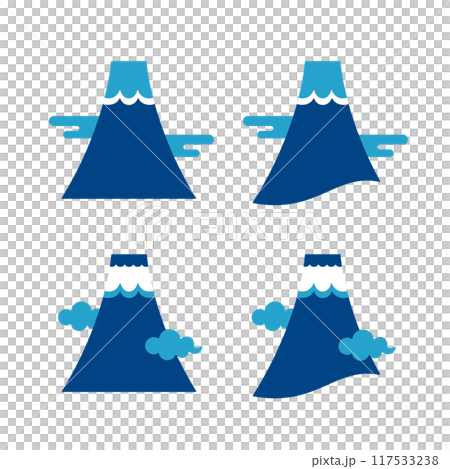 Simple Mt. Fuji illustration material set, New Year's and Fuji climbing icons 117533238