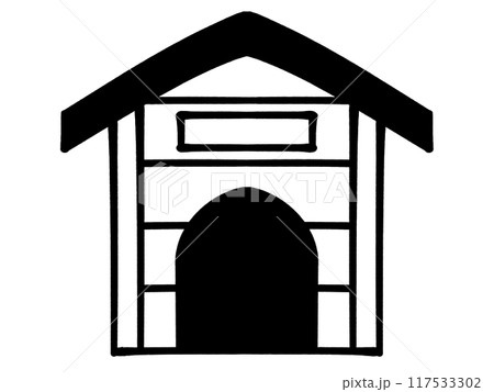 木でできた犬小屋のイラスト素材 117533302