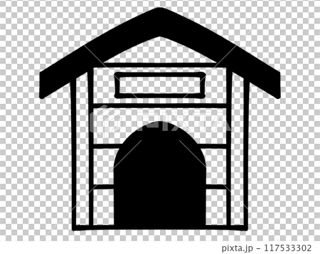 木頭做的狗屋插畫素材 117533302