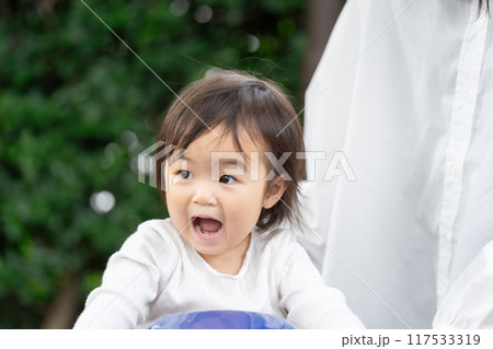 公園の遊具で遊ぶ女の子 公園の遊具で遊ぶ女の子 117533319