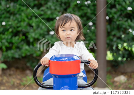公園の遊具で遊ぶ女の子 公園の遊具で遊ぶ女の子 117533325