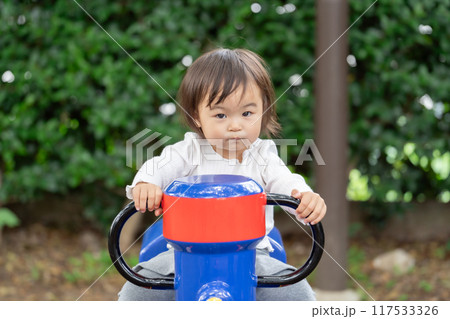 公園の遊具で遊ぶ女の子 公園の遊具で遊ぶ女の子 117533326