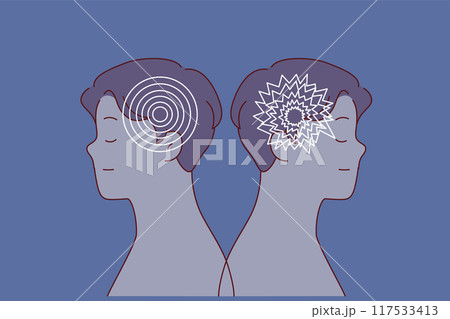 Comparison of men with healthy psychological state and bipolar disorder causing brain damage Comparison of men with healthy psychological state and bipolar disorder causing brain damage 117533413