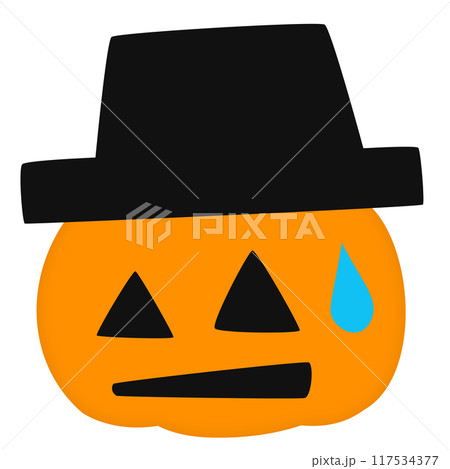 ハロウィンのカボチャの顔・冷や汗 117534377