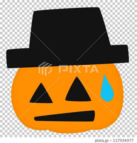 ハロウィンのカボチャの顔・冷や汗 117534377