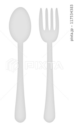 シンプルなスプーンとフォークのイラスト 117534383