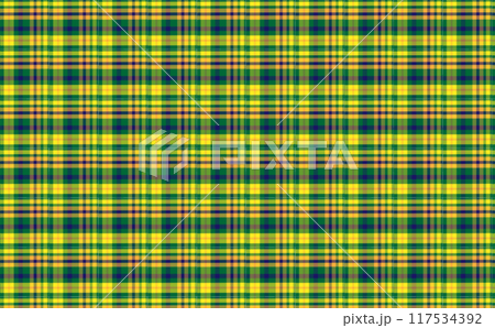 Yellow and green tartan check pattern background material 117534392