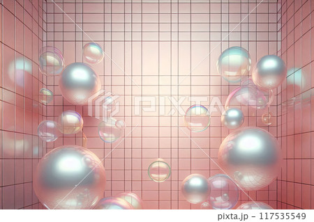 Bubbles reflective surfaces enhance whimsical aesthetic. 117535549