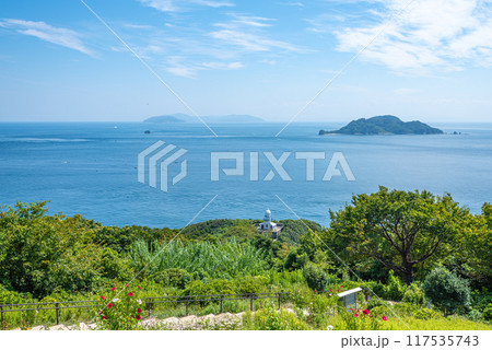 夏の豊予海峡と関埼灯台 夏の豊予海峡と関埼灯台 117535743