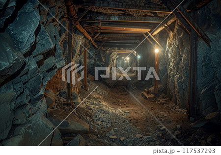 Tunnel in a historic coal mine Tunnel in a historic coal mine 117537293