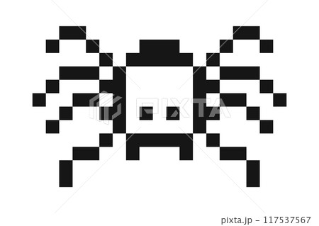 Pixel spider y2k insect, 8 bit retro old school bug. Halloween. computer game character. Pixel art design element 117537567