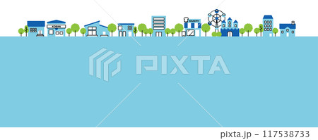 交番、ビル、住宅など、シンプルでかわいい街のイラスト素材 交番、ビル、住宅など、シンプルでかわいい街のイラスト素材 117538733