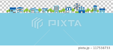 交番、ビル、住宅など、シンプルでかわいい街のイラスト素材 交番、ビル、住宅など、シンプルでかわいい街のイラスト素材 117538733
