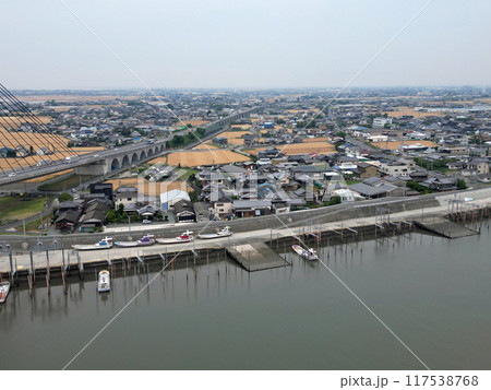 有明海沿岸道路の矢部川大橋付近の空撮 117538768
