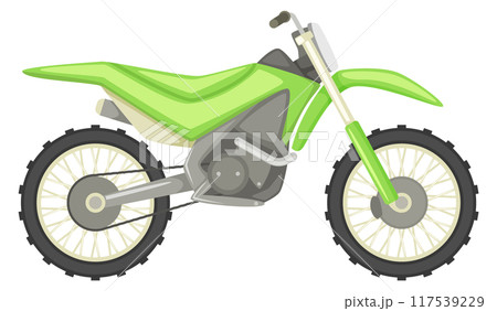 Off road motorbike side view. Cartoon racing bike 117539229