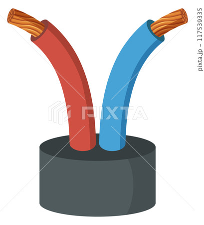 Power copper cables. Color electricity wire cord Power copper cables. Color electricity wire cord 117539335