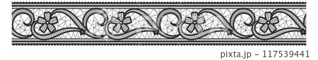 Floral lace decorative horizontal pattern. Ornate border Floral lace decorative horizontal pattern. Ornate border 117539441
