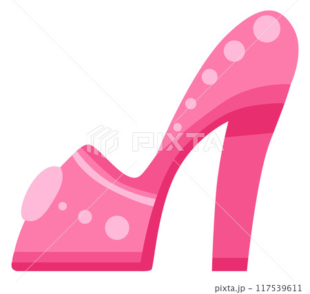 Pink high heel shoe icon. Princess footwear 117539611